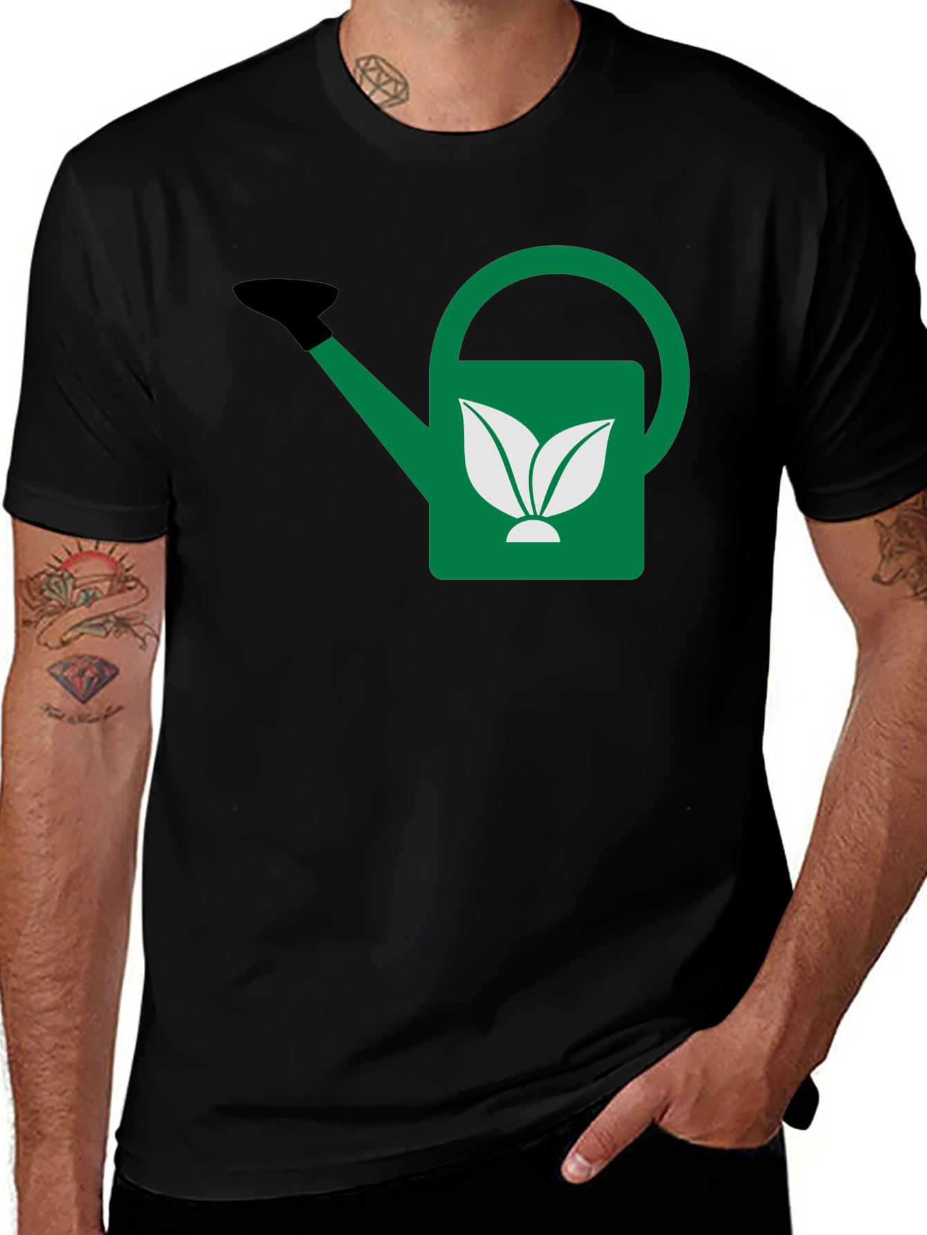 Gardening T-Shirt: Green Watering Can Design