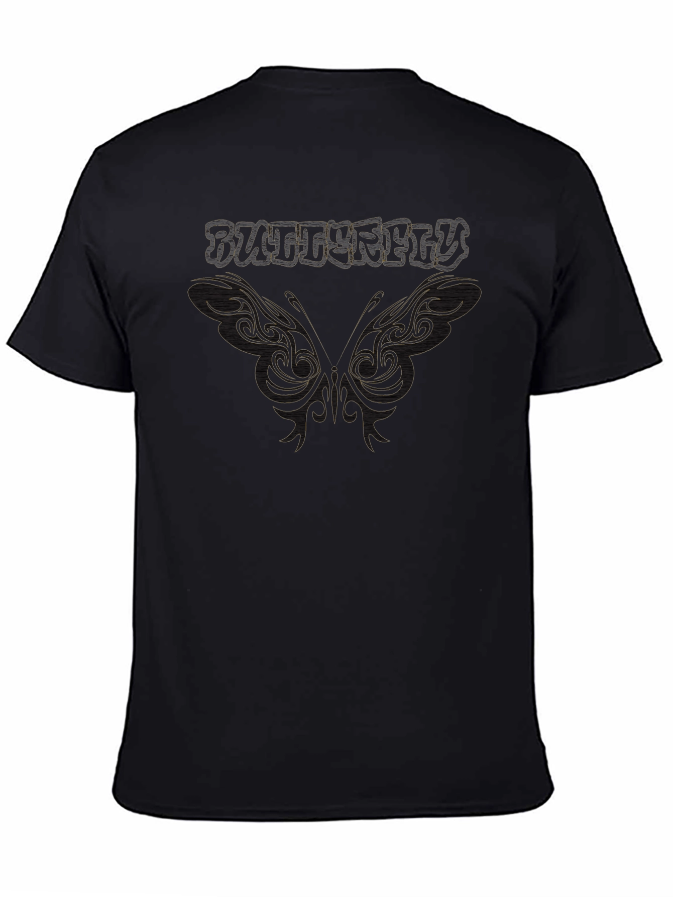 Butterfly Graphic Print T-Shirt - Black