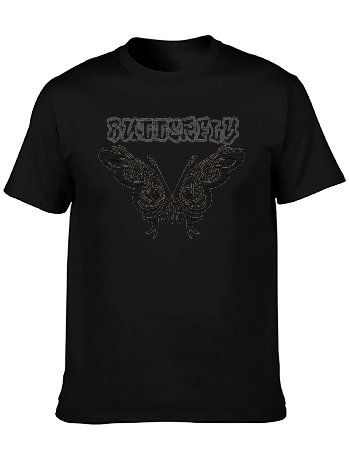 Butterfly Graphic Print T-Shirt - Black