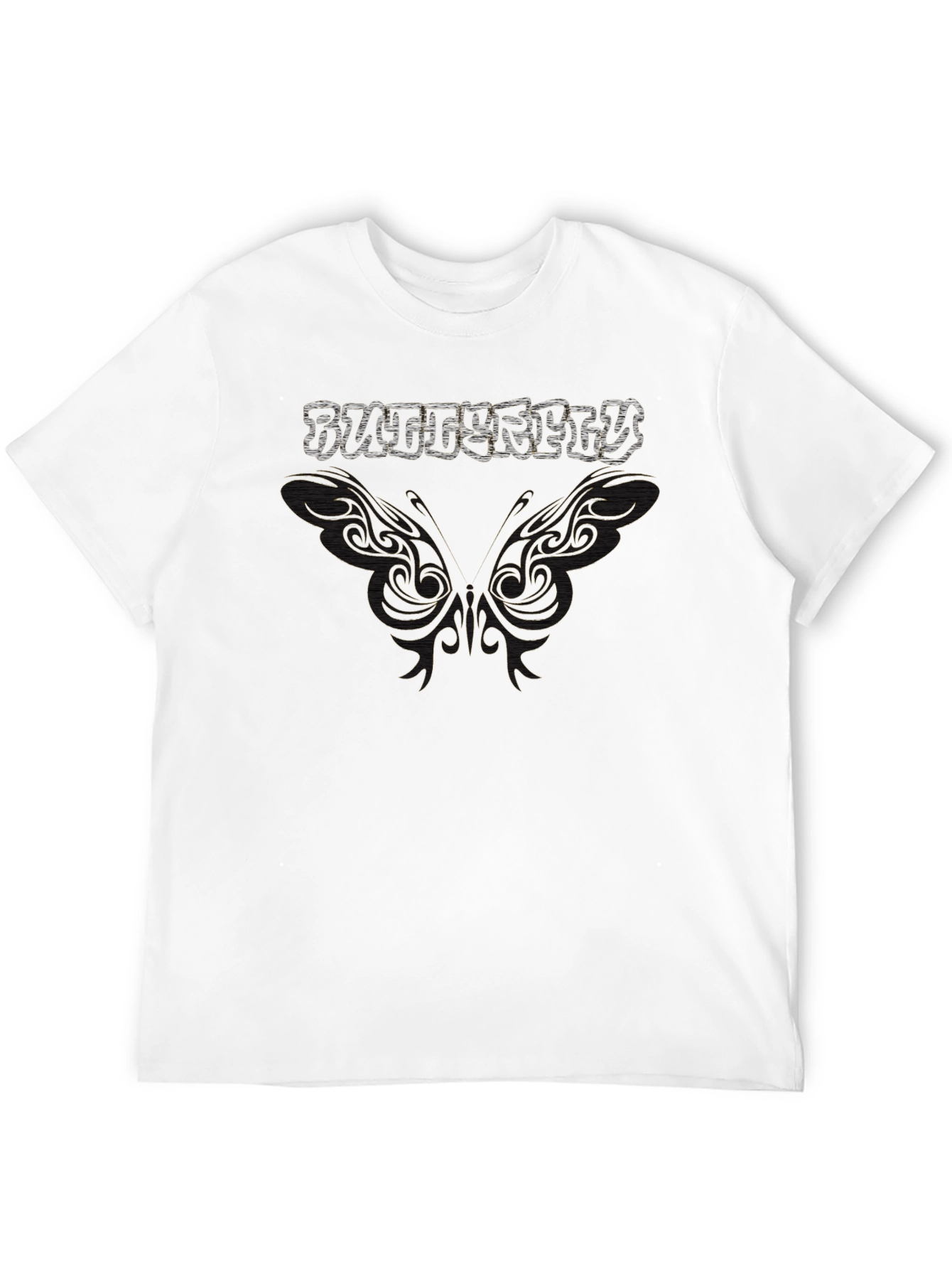 Butterfly Graphic Print T-Shirt - Black