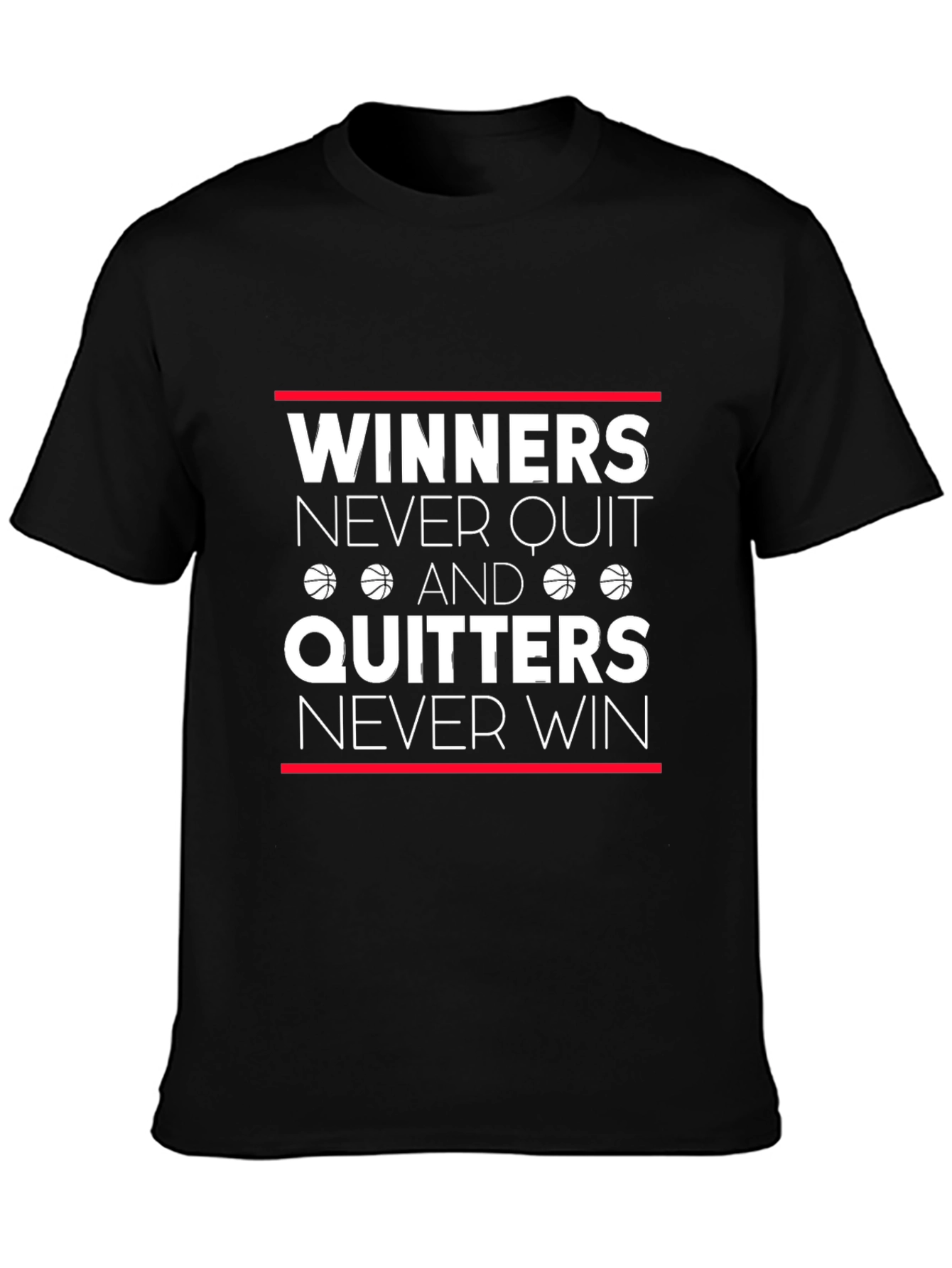 Winners Never Quit T-Shirt - Motivational Basketball Tee