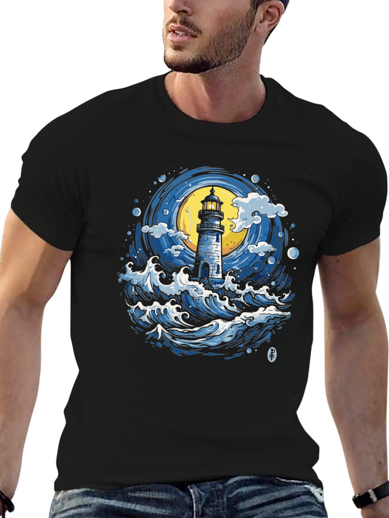 Lighthouse Waves Graphic Tee - Nautical Style
