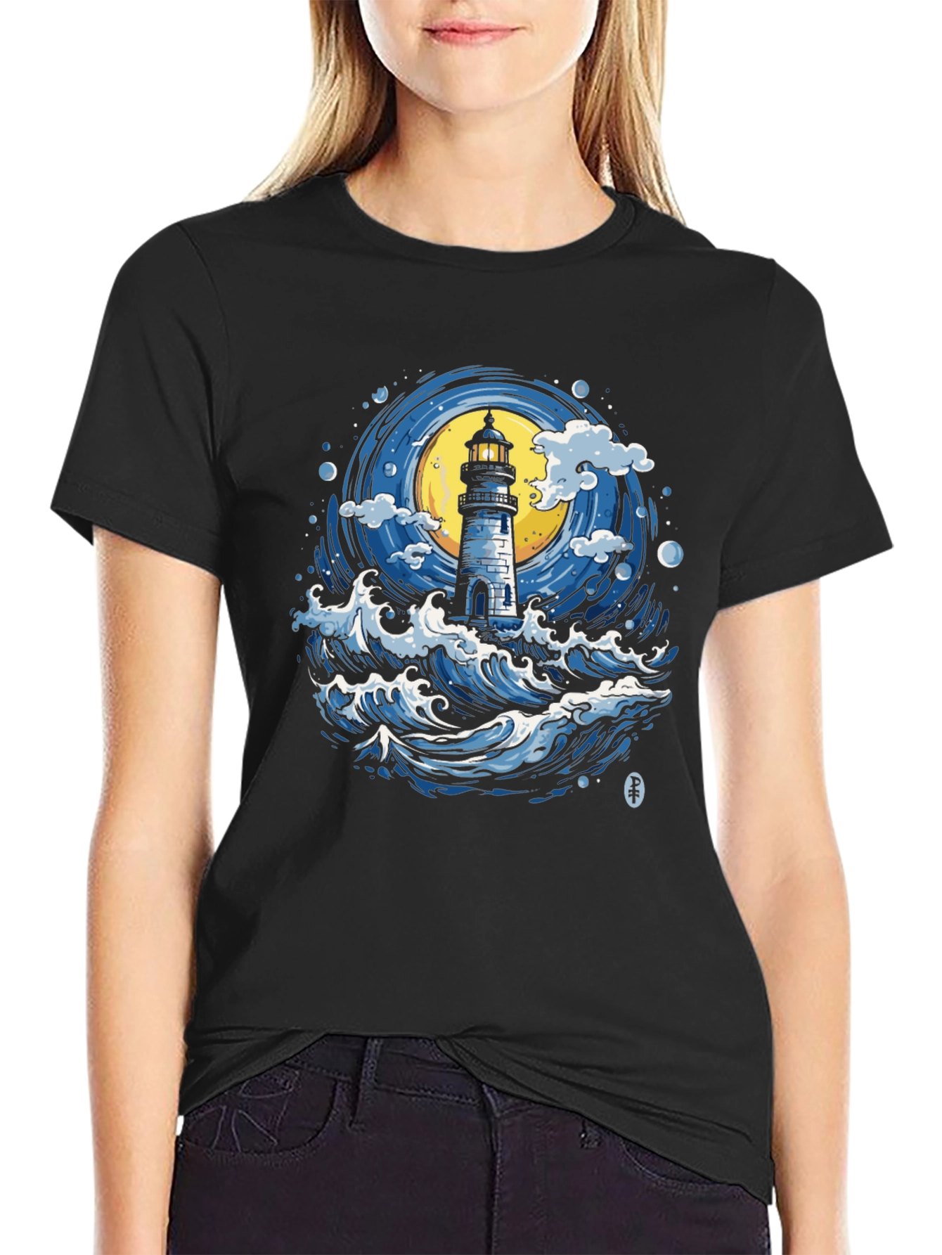 Lighthouse Waves Graphic Tee - Nautical Style