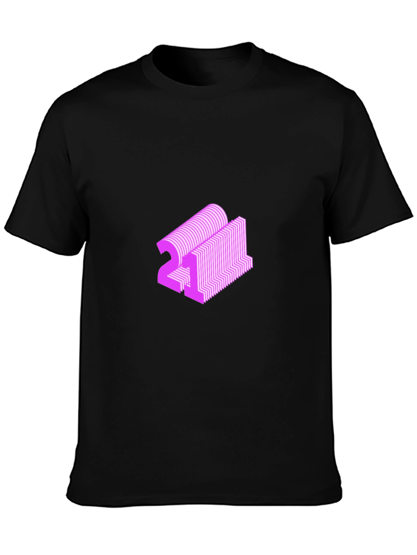 Abstract Pink 21 Graphic Black T-Shirt