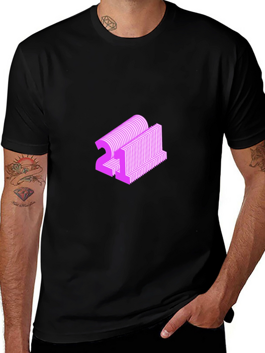 Abstract Pink 21 Graphic Black T-Shirt