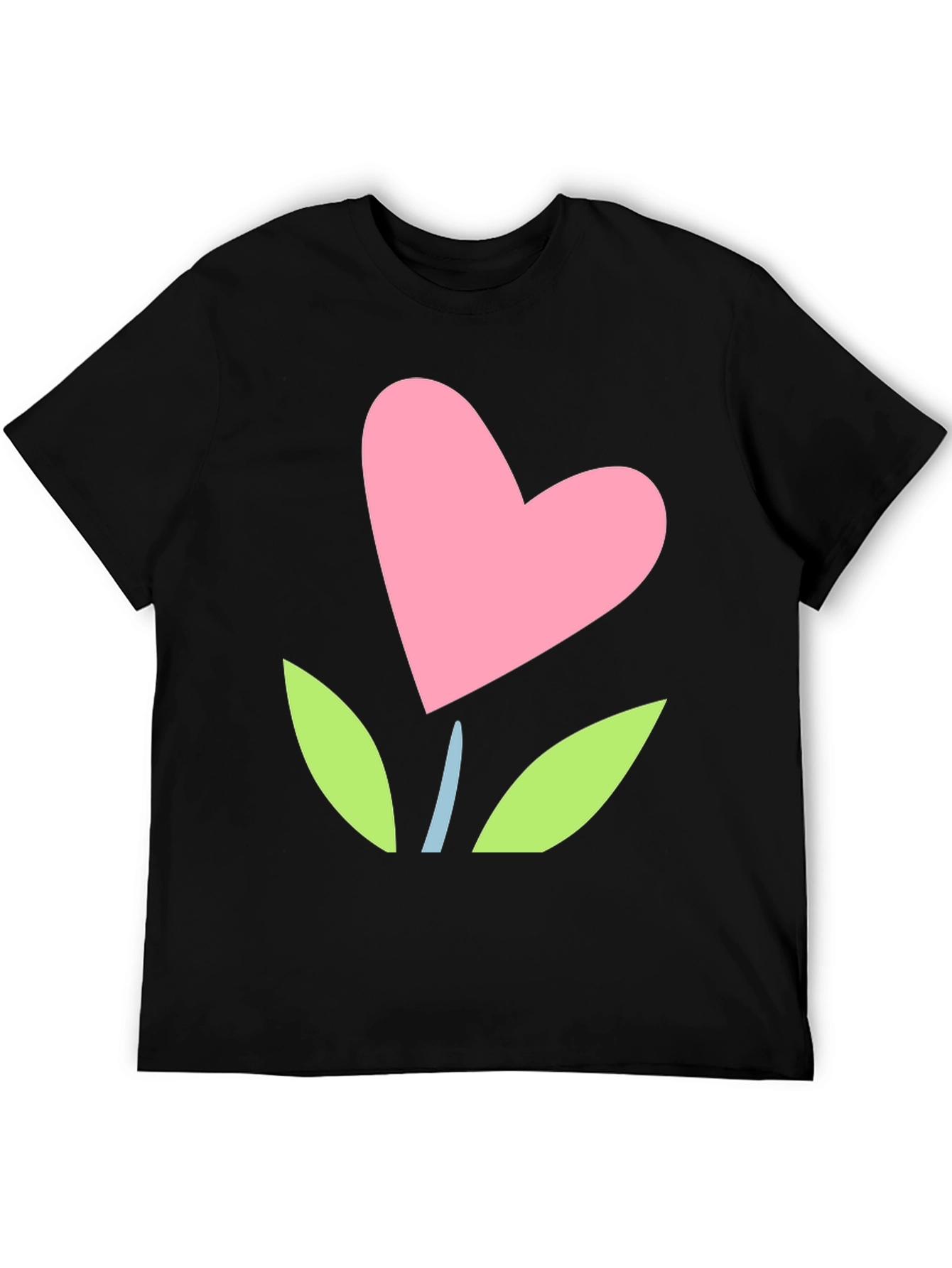 Heart Flower Graphic Tee - Black