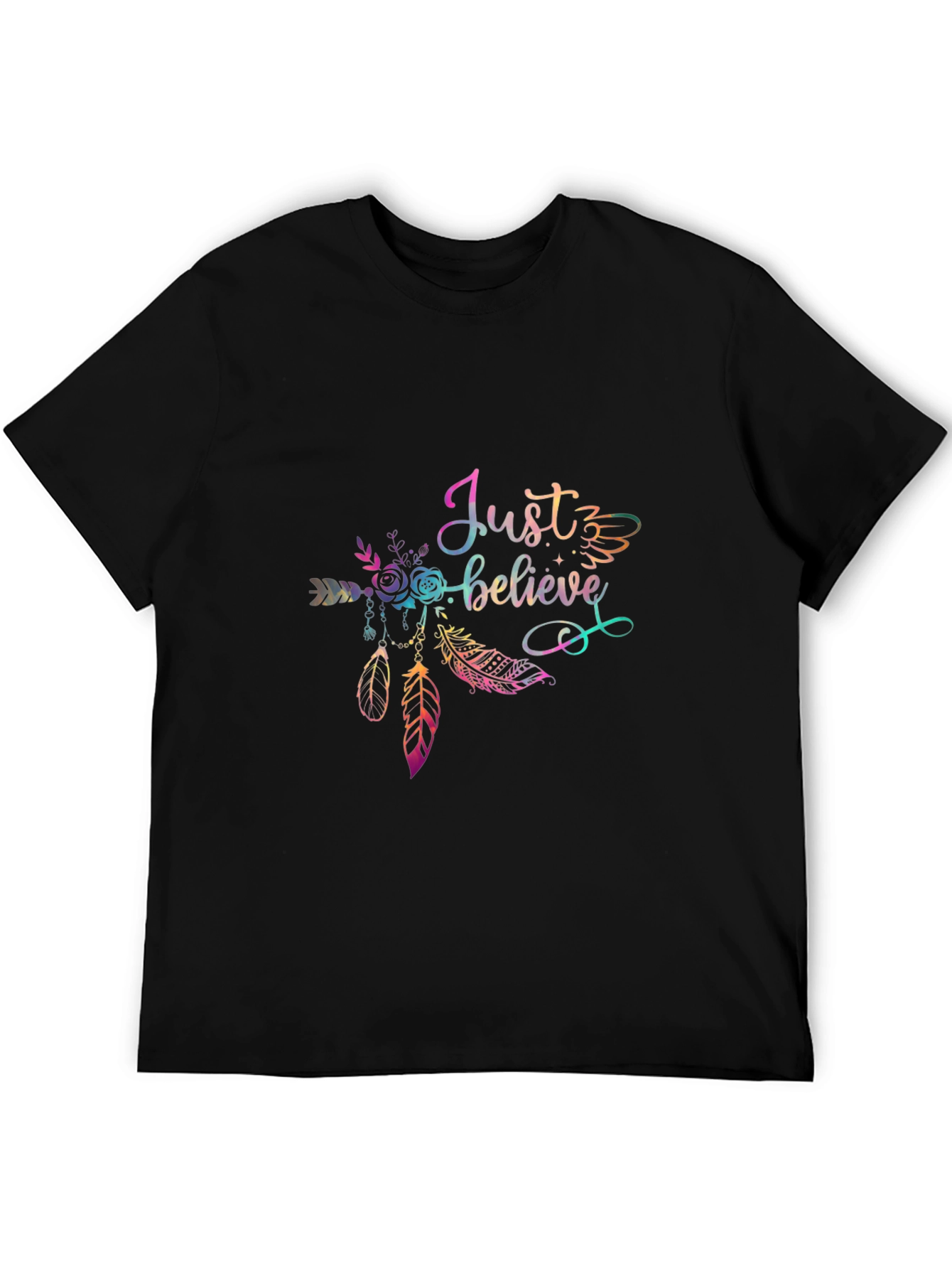 Just Believe Black T-Shirt with Dreamcatcher Design