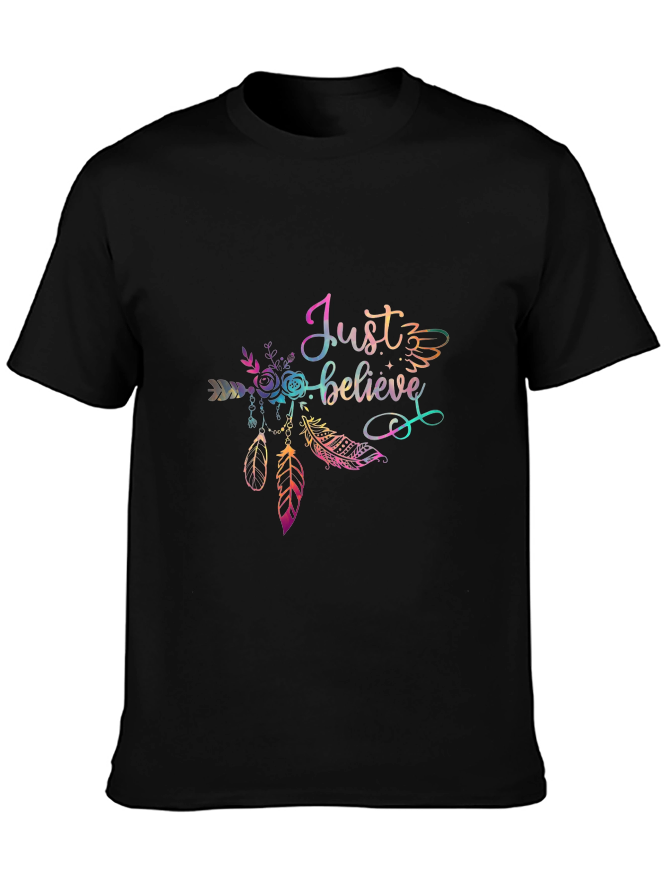 Just Believe Black T-Shirt with Dreamcatcher Design