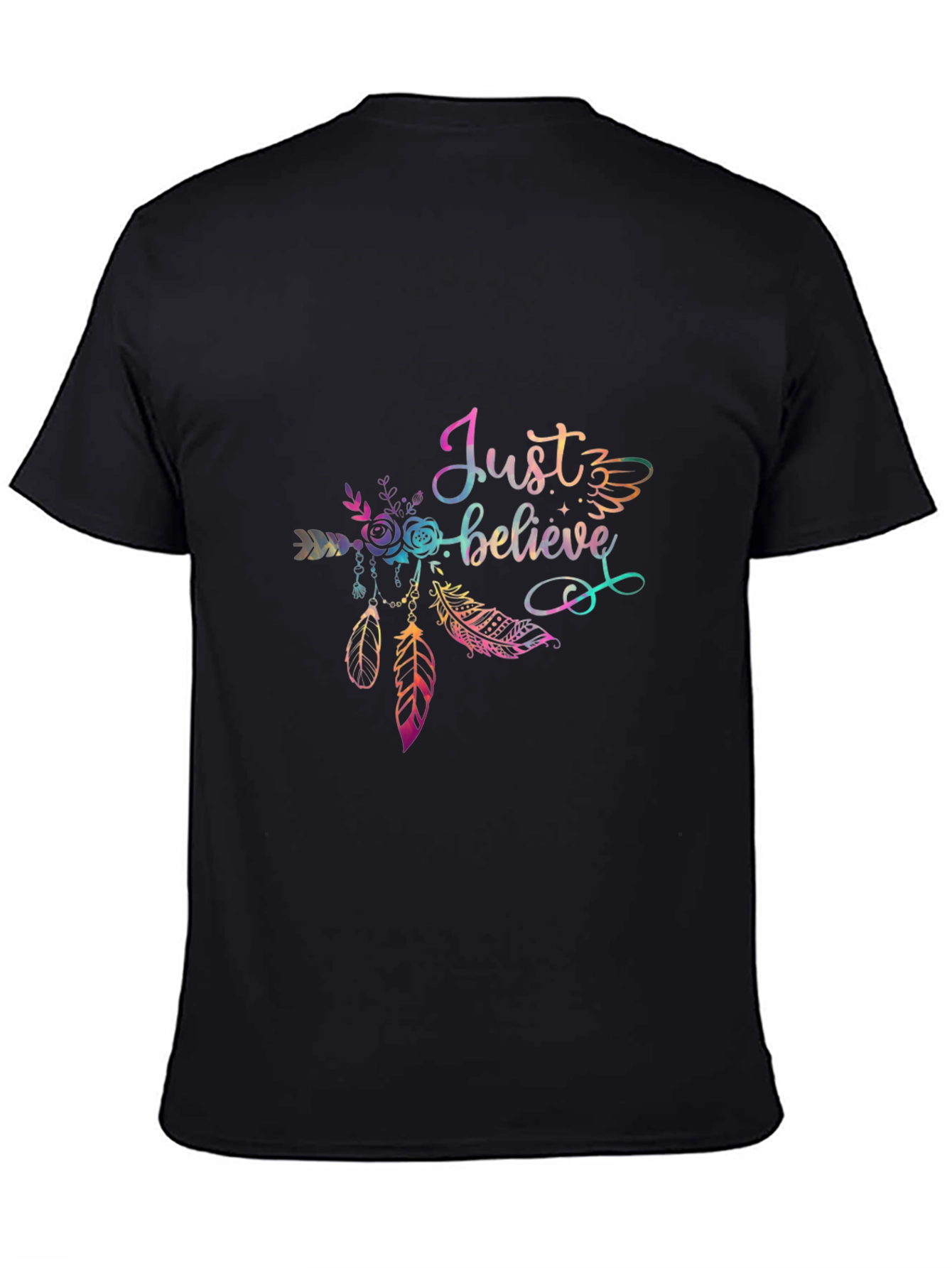 Just Believe Black T-Shirt with Dreamcatcher Design