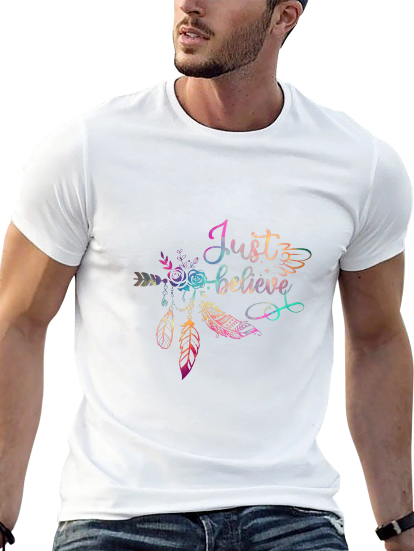 Just Believe Black T-Shirt with Dreamcatcher Design