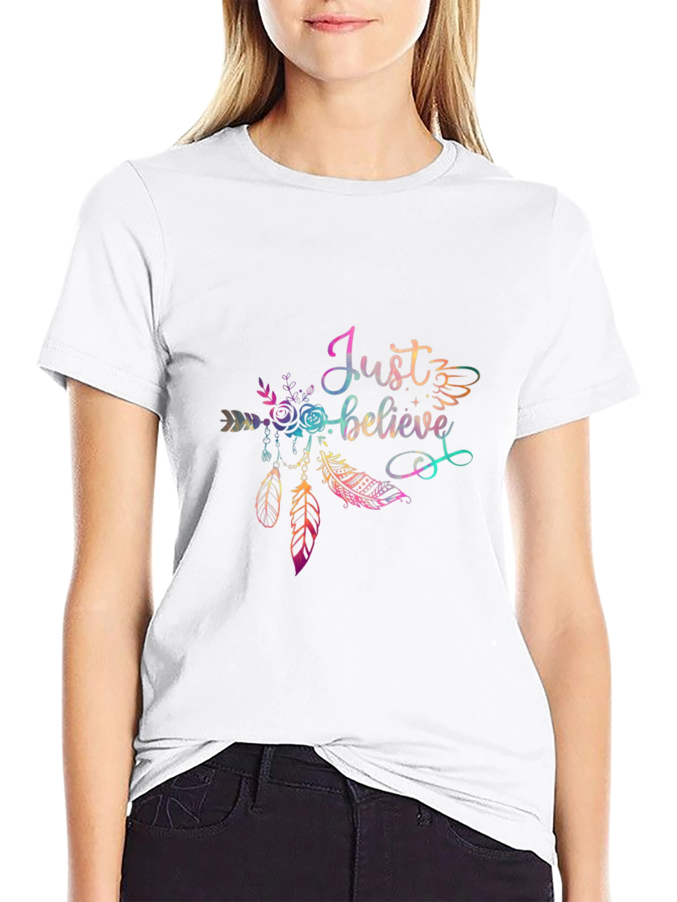 Just Believe Black T-Shirt with Dreamcatcher Design