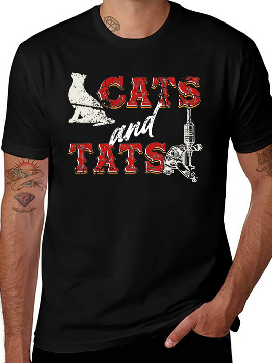 Cats and Tats Graphic T-Shirt - Black