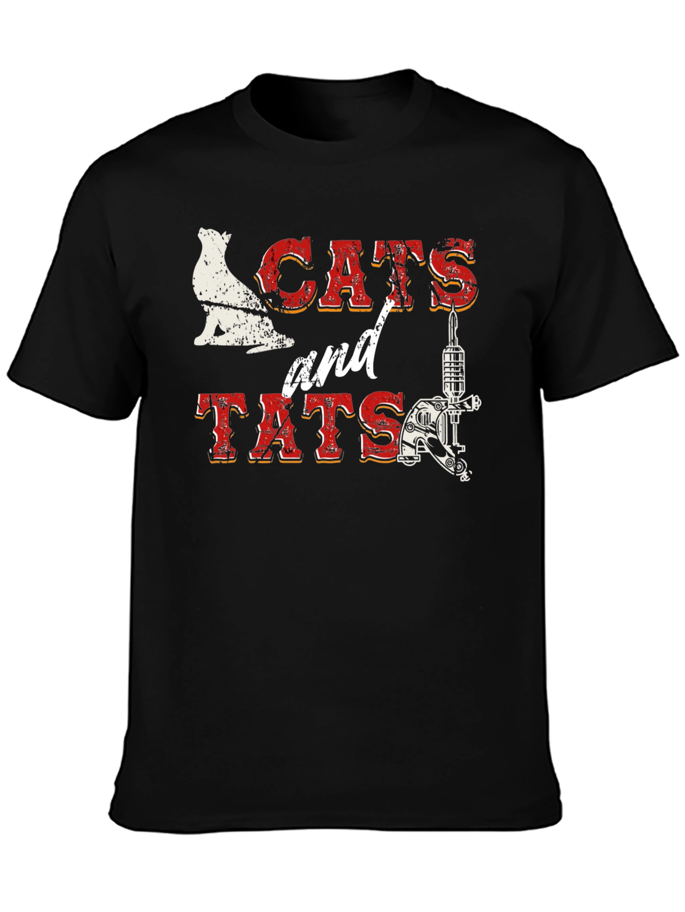 Cats and Tats Graphic T-Shirt - Black