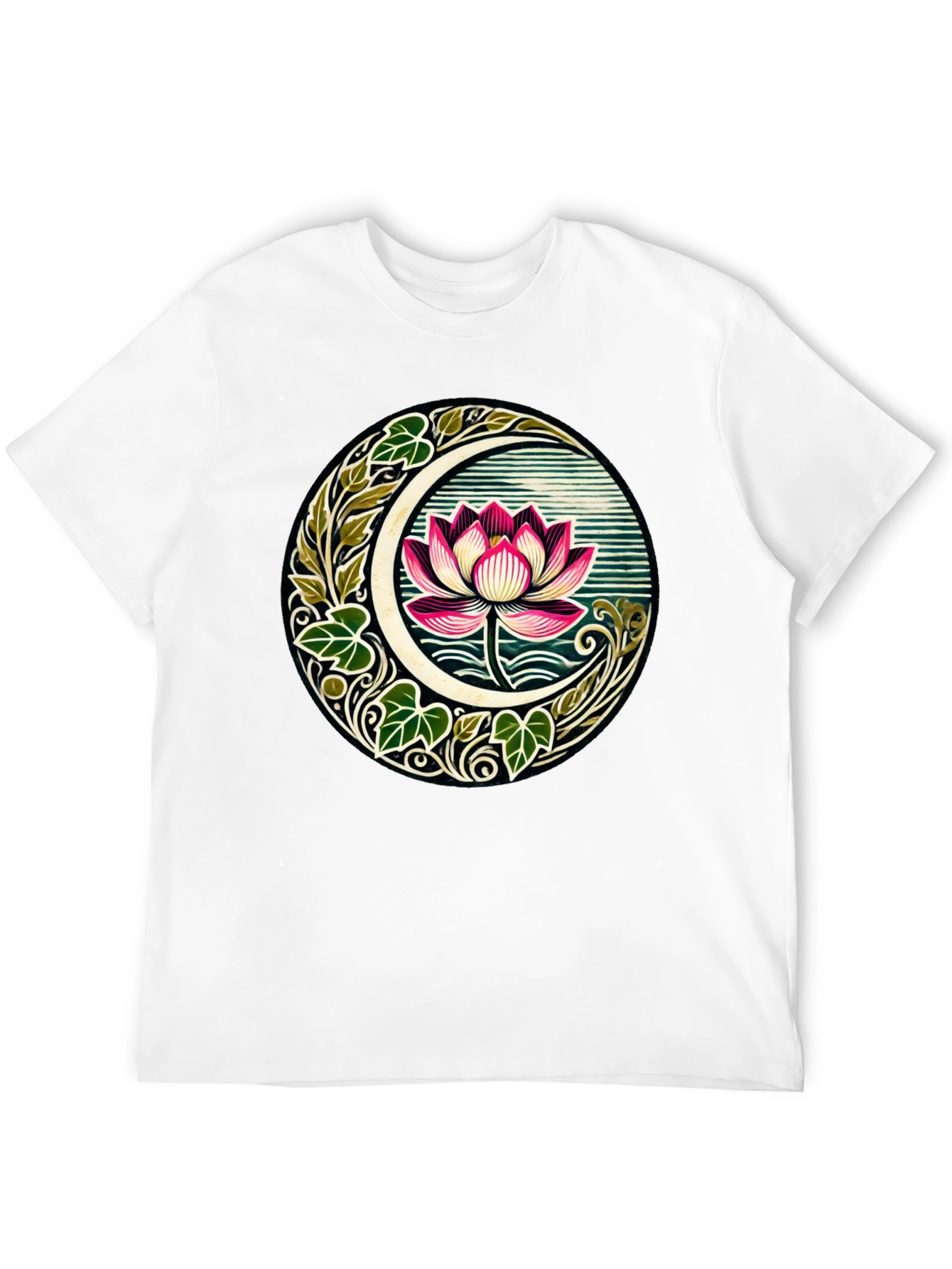 Lotus Moon Graphic T-Shirt - Botanical Style Tee