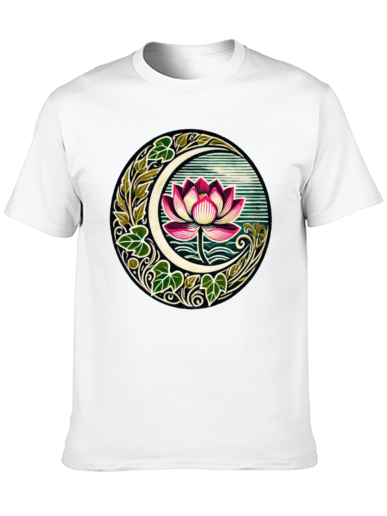 Lotus Moon Graphic T-Shirt - Botanical Style Tee