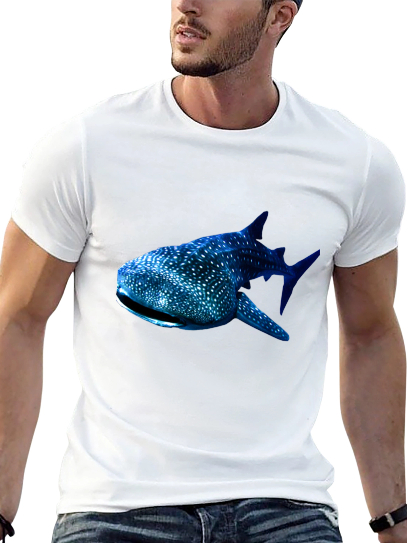 Whale Shark Graphic Tee - Black Cotton T-Shirt