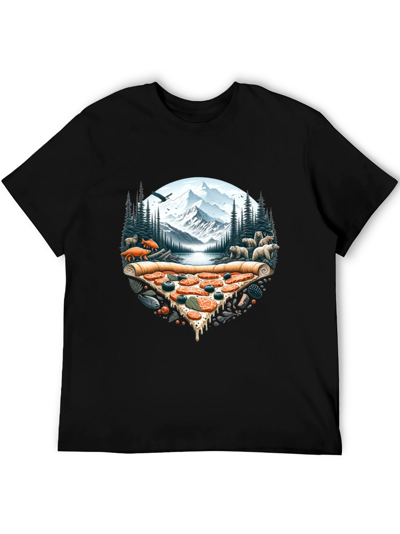 Pizza Landscape Graphic Tee - Novelty Print Shirt
