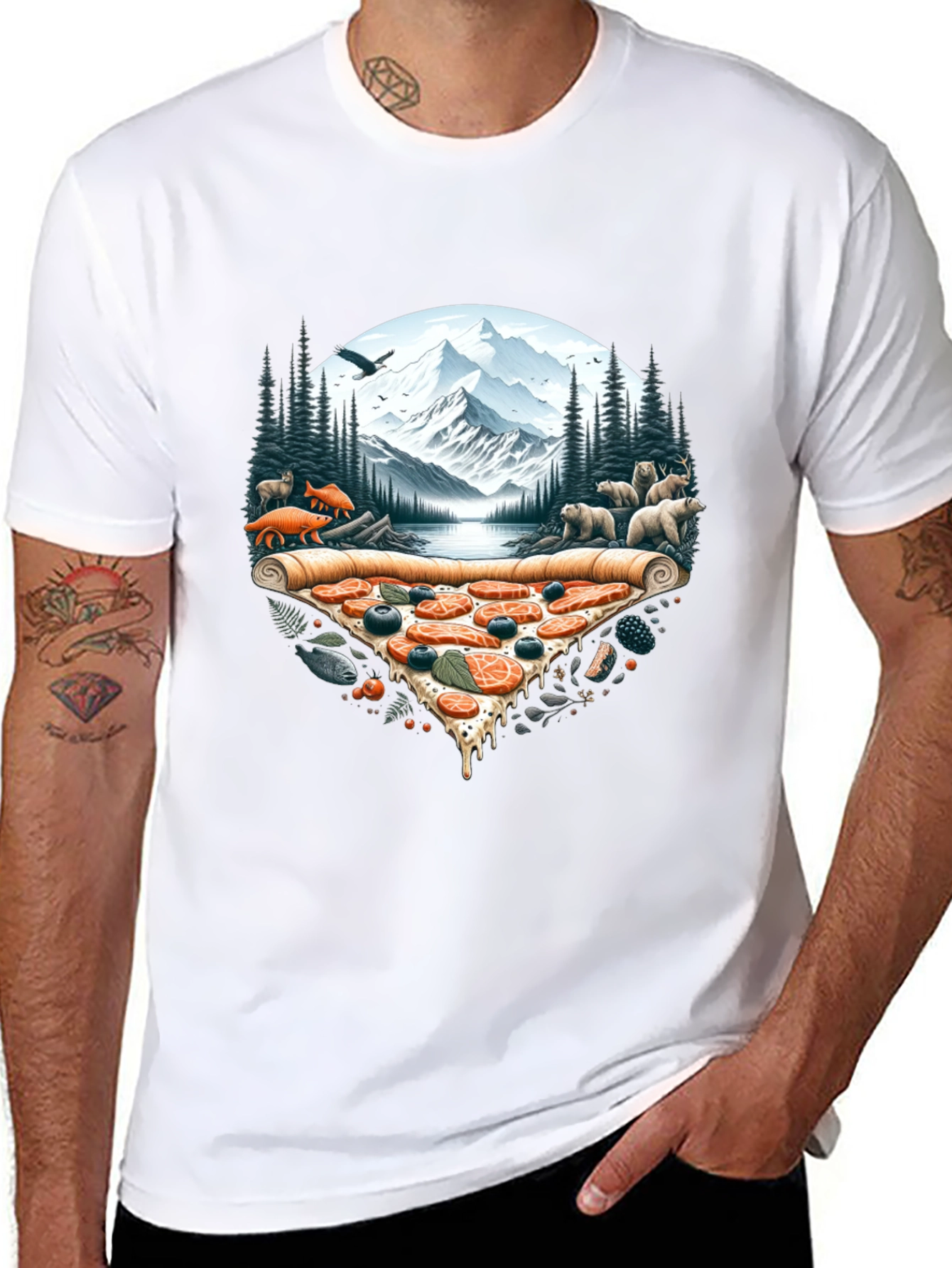 Pizza Landscape Graphic Tee - Novelty Print Shirt