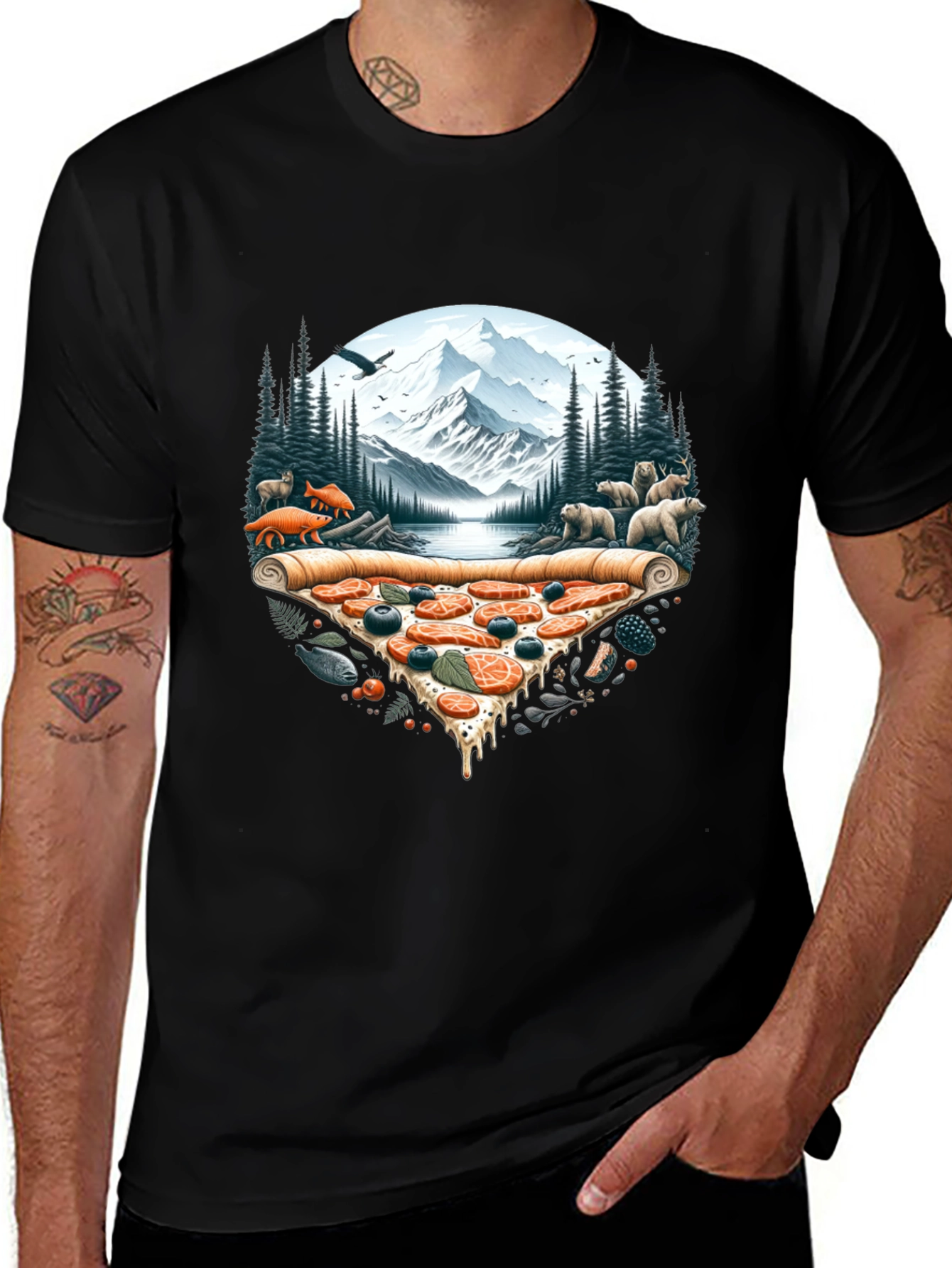 Pizza Landscape Graphic Tee - Novelty Print Shirt