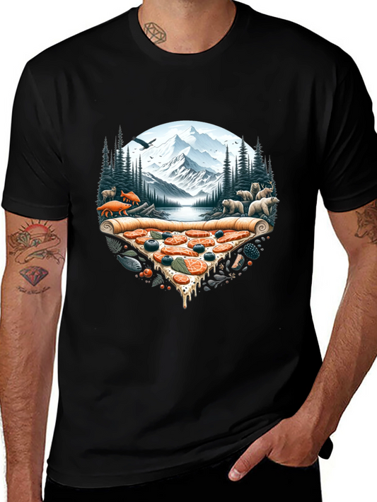 Pizza Landscape Graphic Tee - Novelty Print Shirt