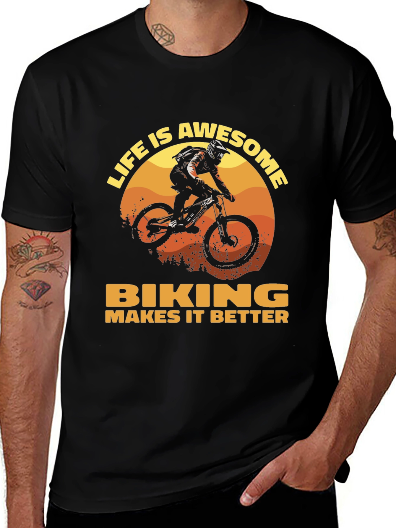 Life Is Awesome Biking T-Shirt