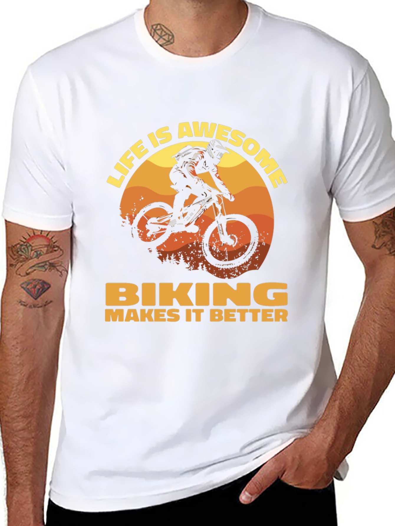 Life Is Awesome Biking T-Shirt