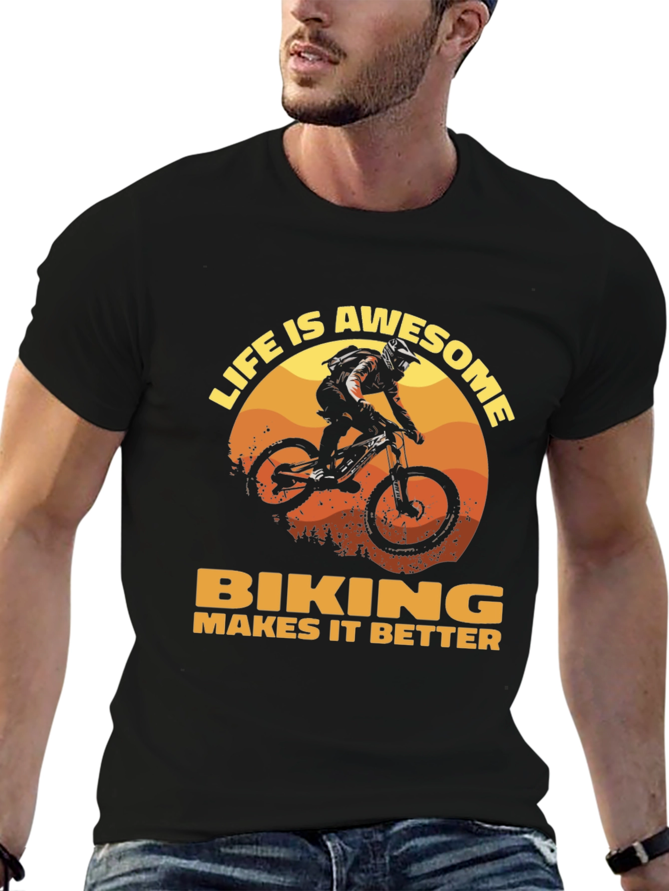 Life Is Awesome Biking T-Shirt