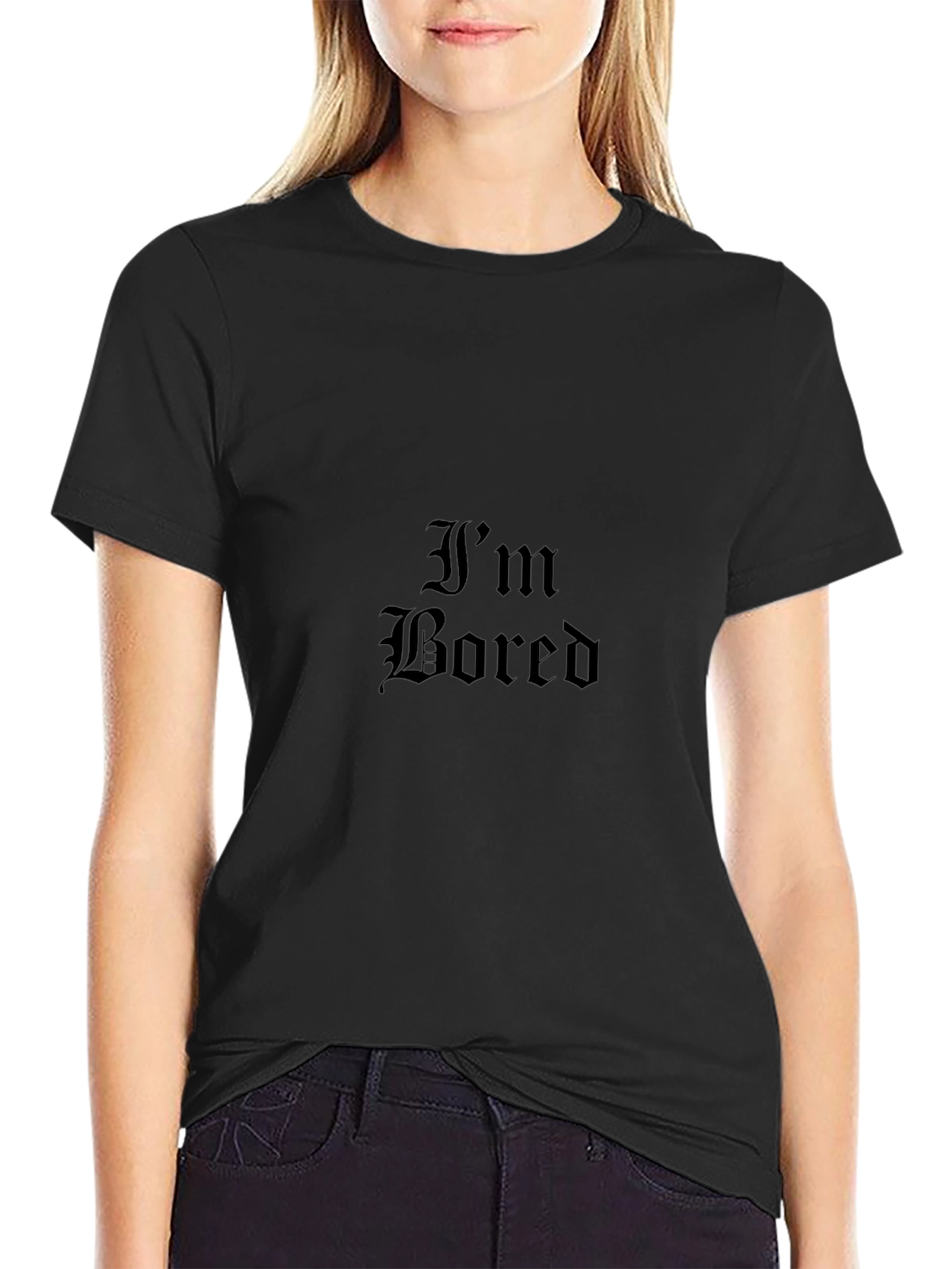 Im Bored Black Cotton T-Shirt