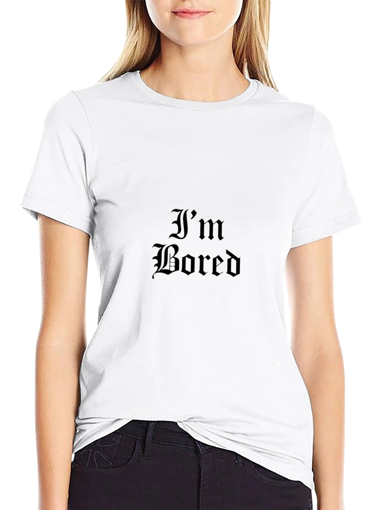 Im Bored Black Cotton T-Shirt