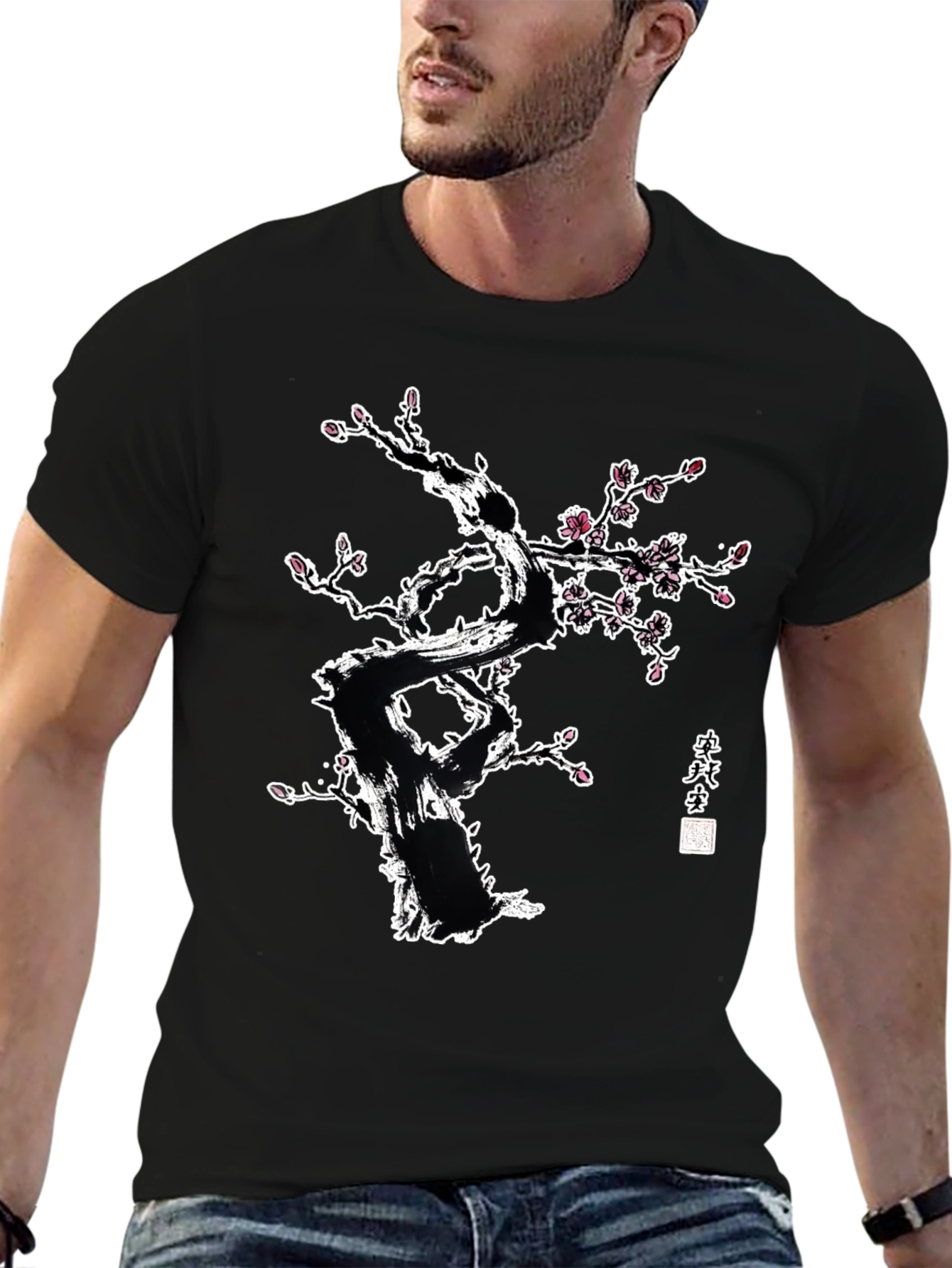 Ink Wash Cherry Blossom Tree Graphic Tee