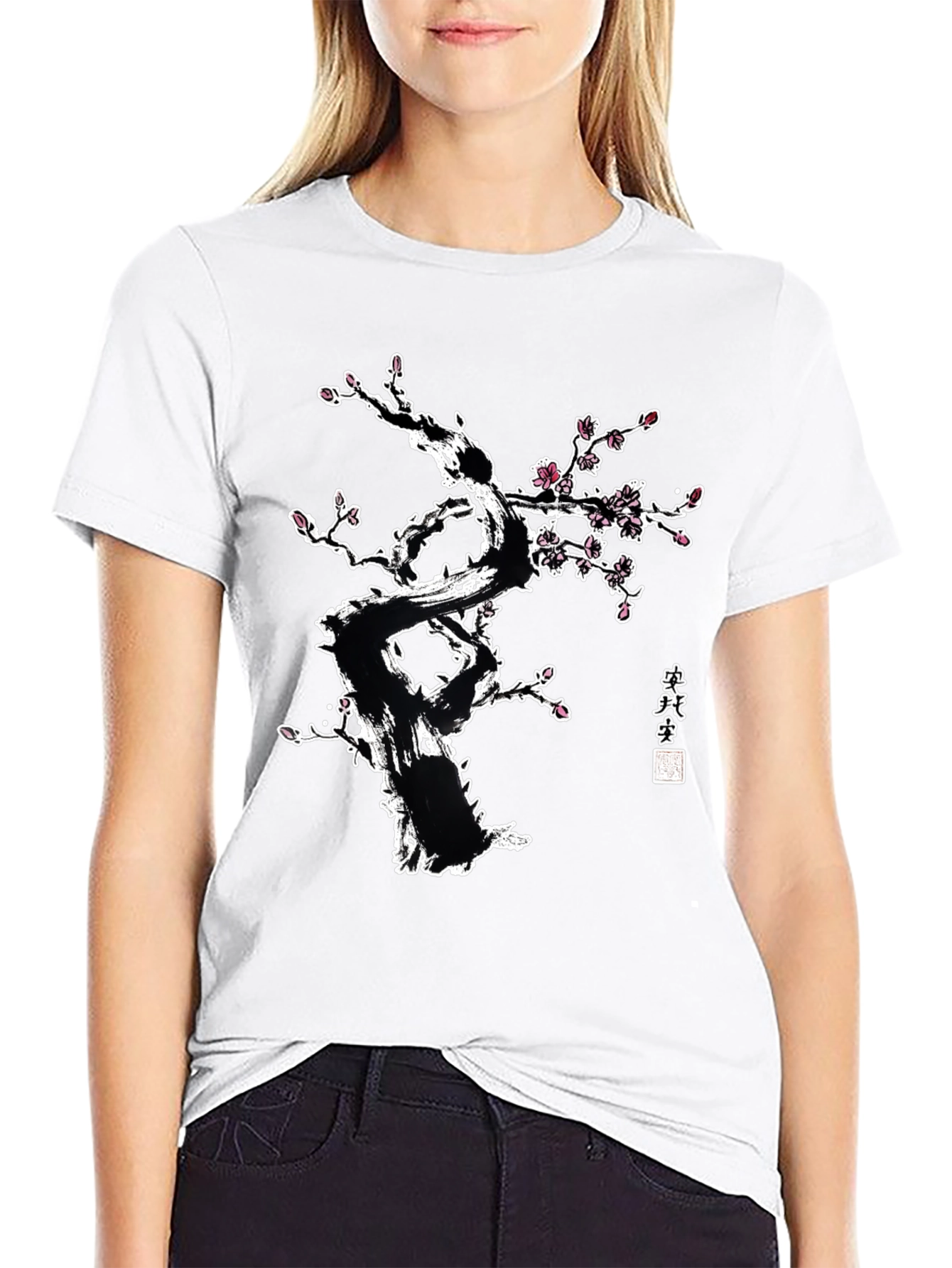 Ink Wash Cherry Blossom Tree Graphic Tee