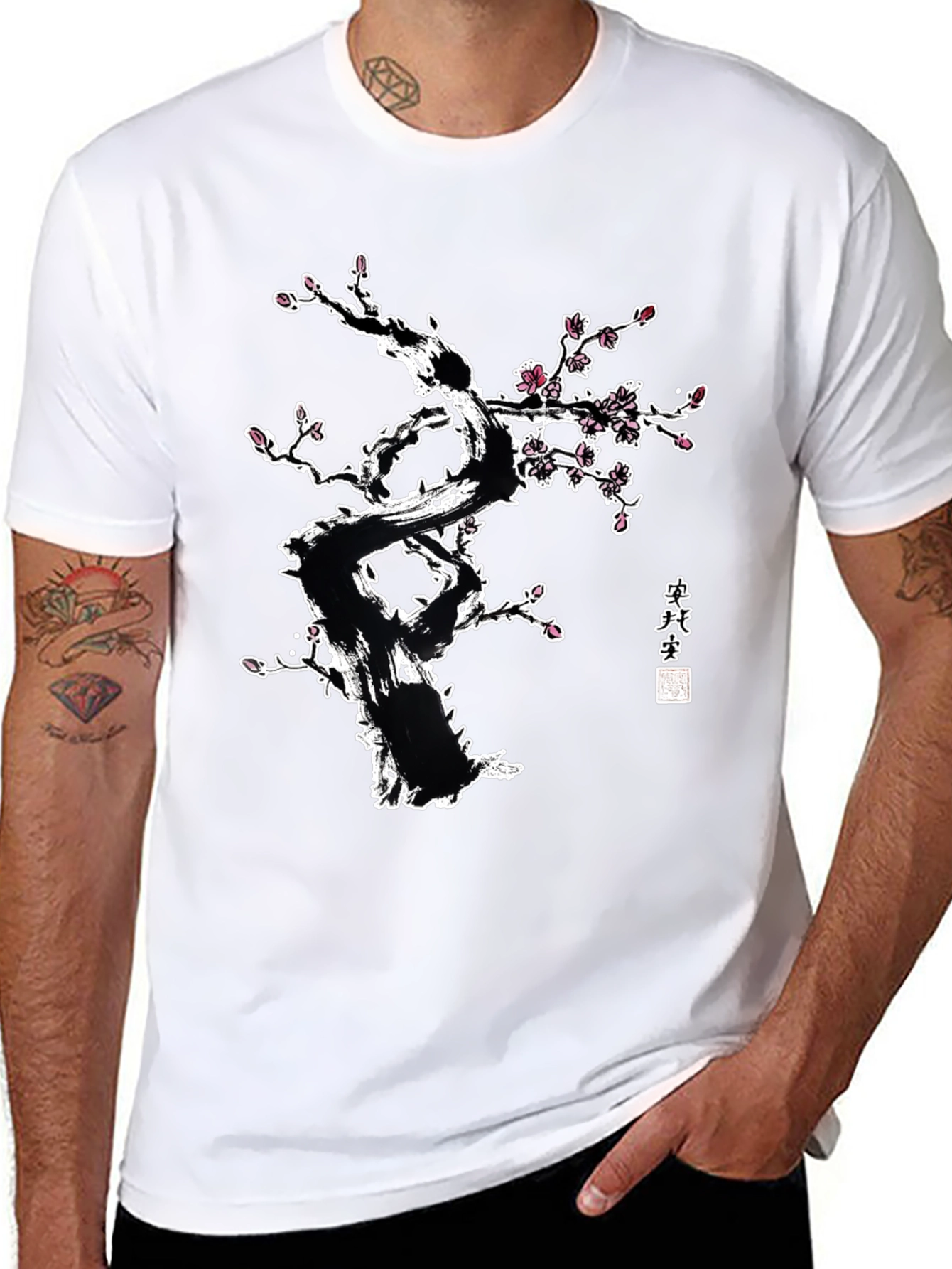 Ink Wash Cherry Blossom Tree Graphic Tee