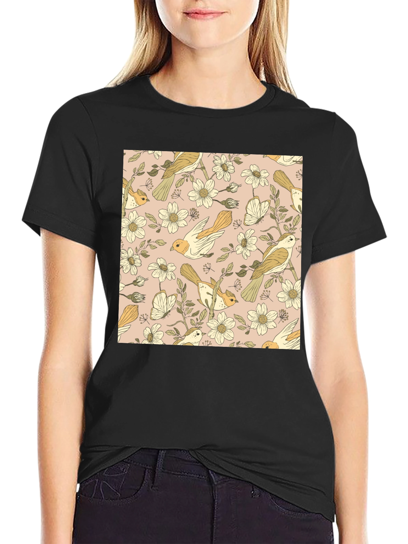 Floral Bird Pattern Tee
