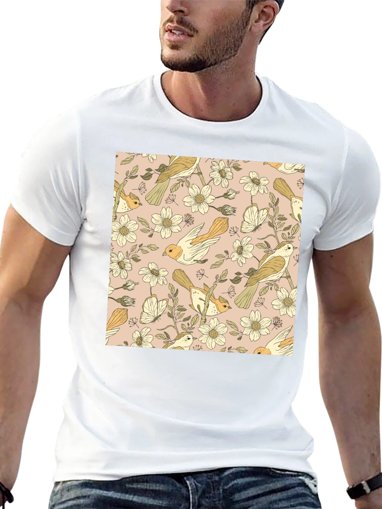 Floral Bird Pattern Tee