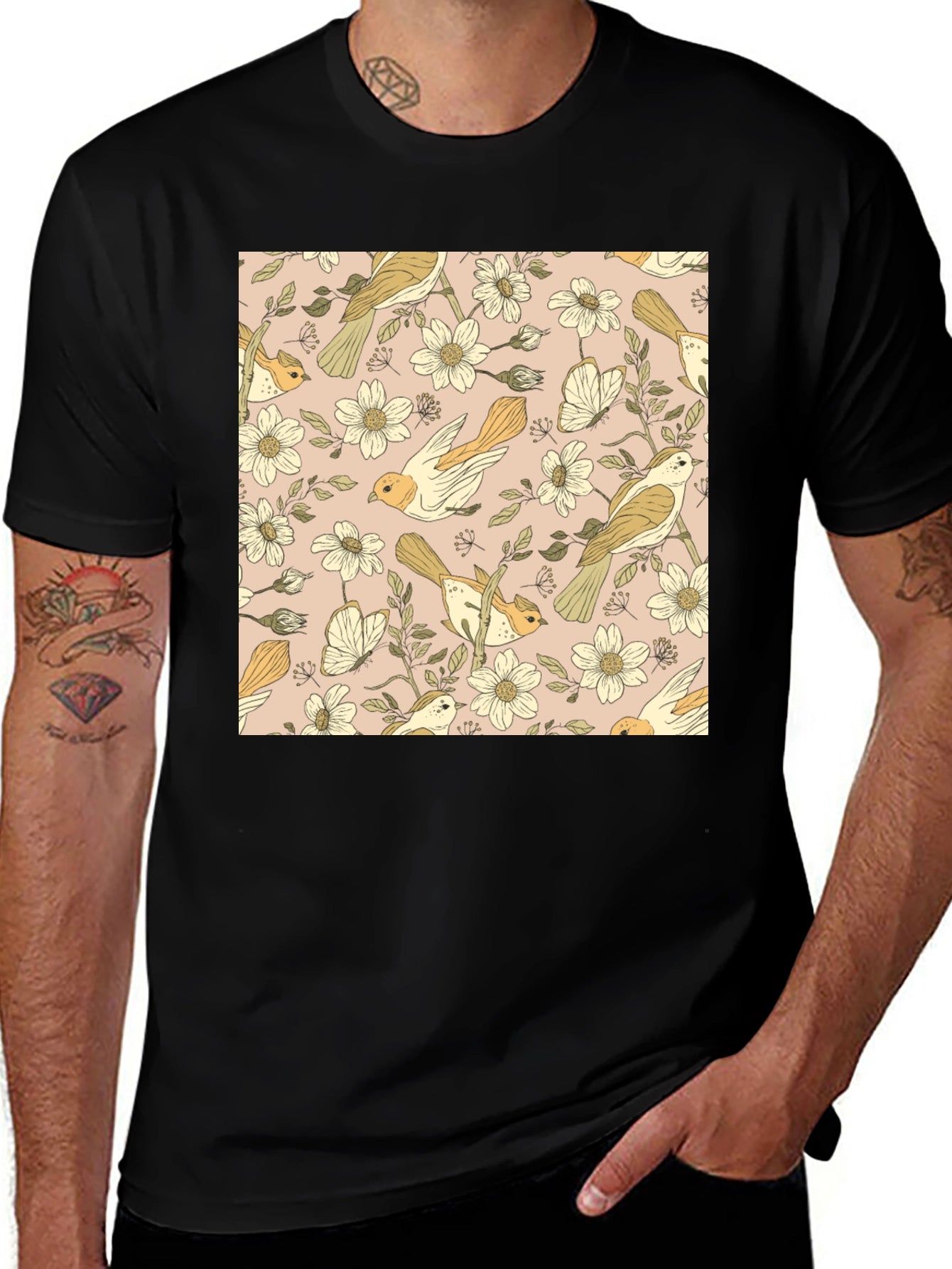 Floral Bird Pattern Tee
