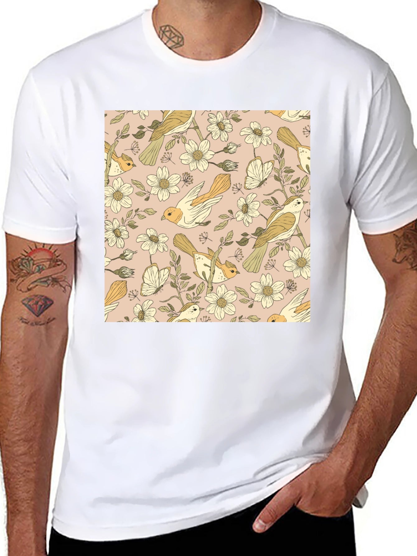 Floral Bird Pattern Tee