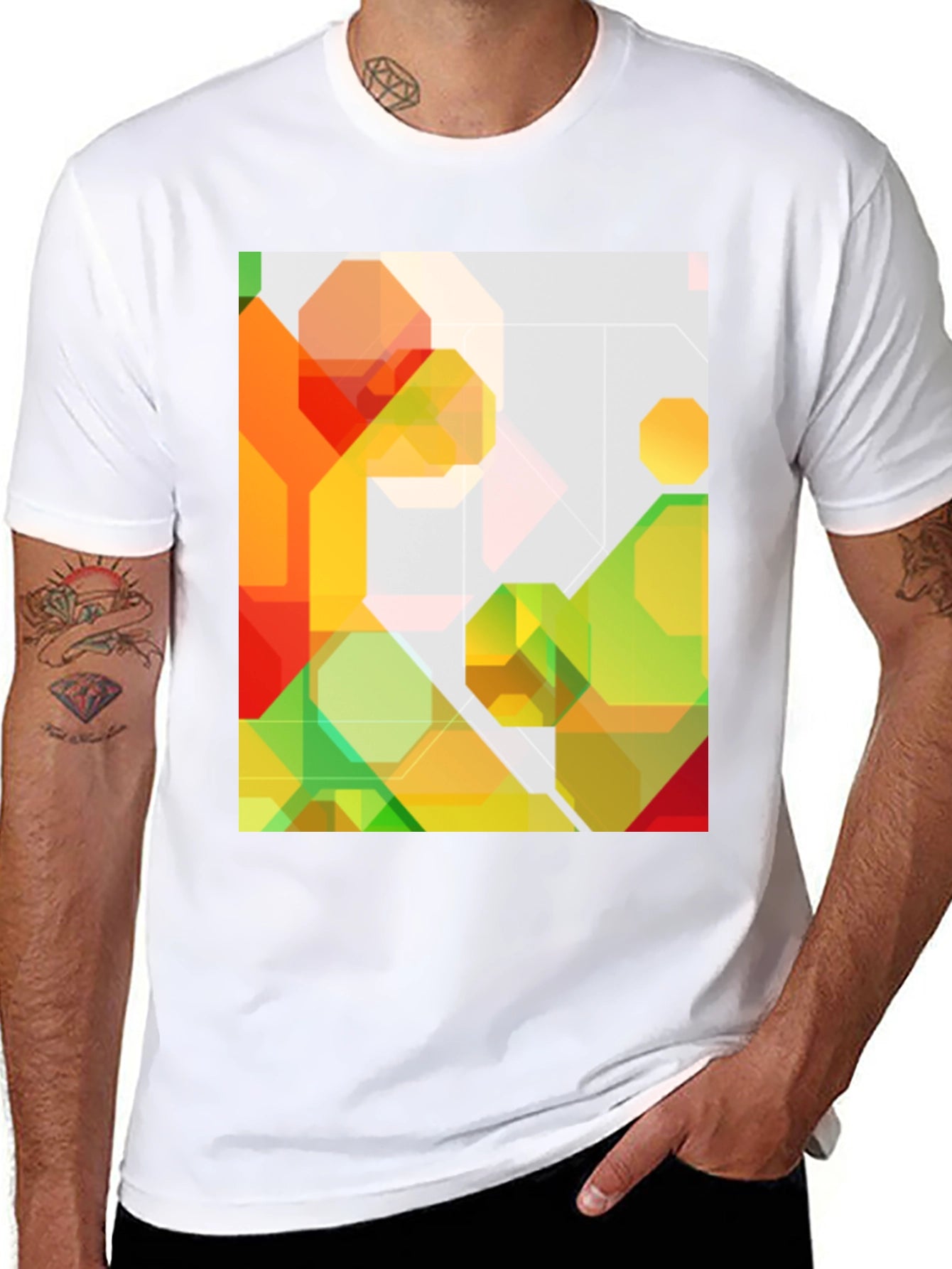 Abstract Geometric Graphic Print Tee