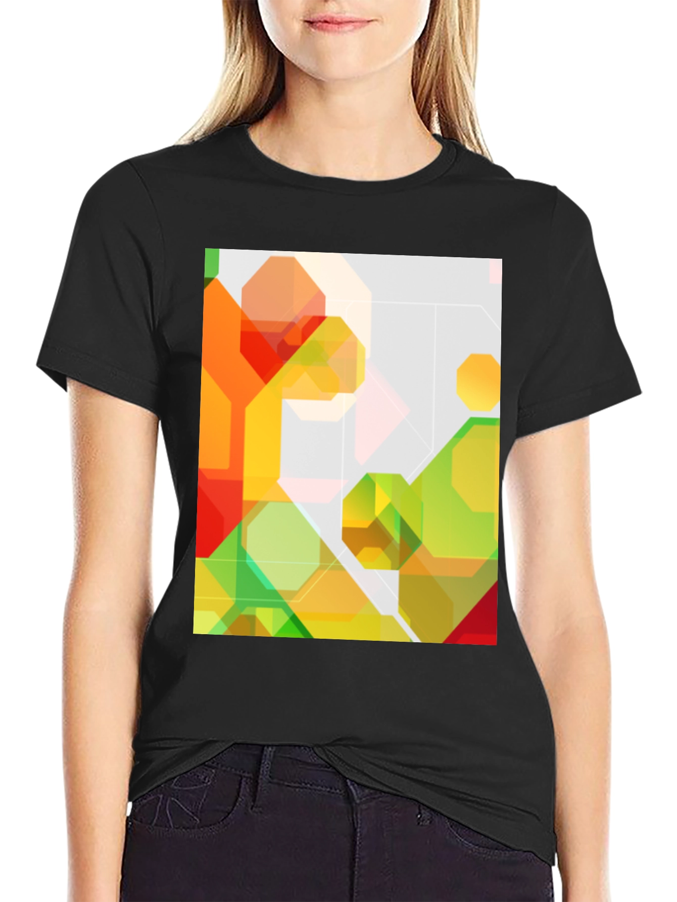 Abstract Geometric Graphic Print Tee