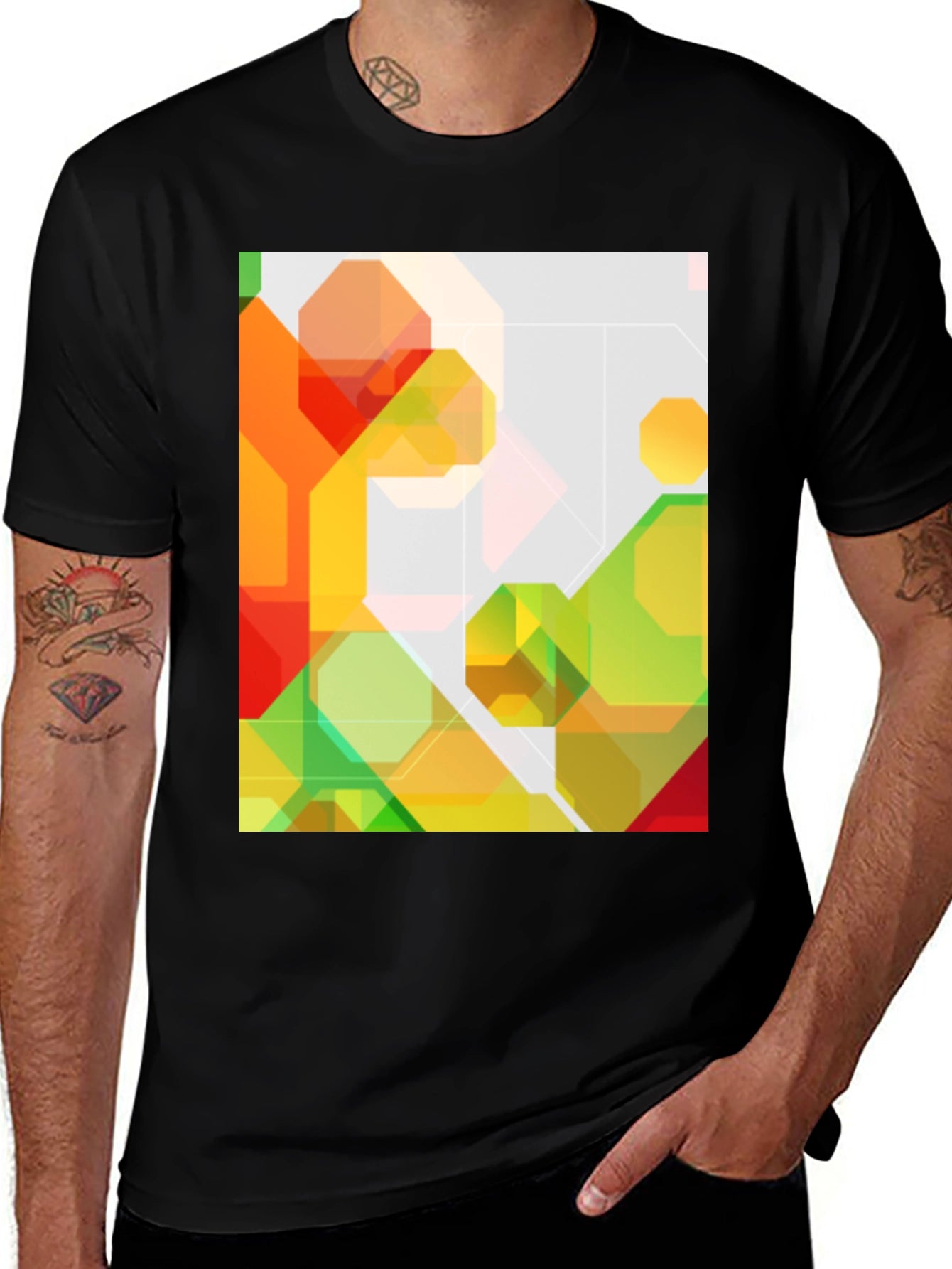 Abstract Geometric Graphic Print Tee