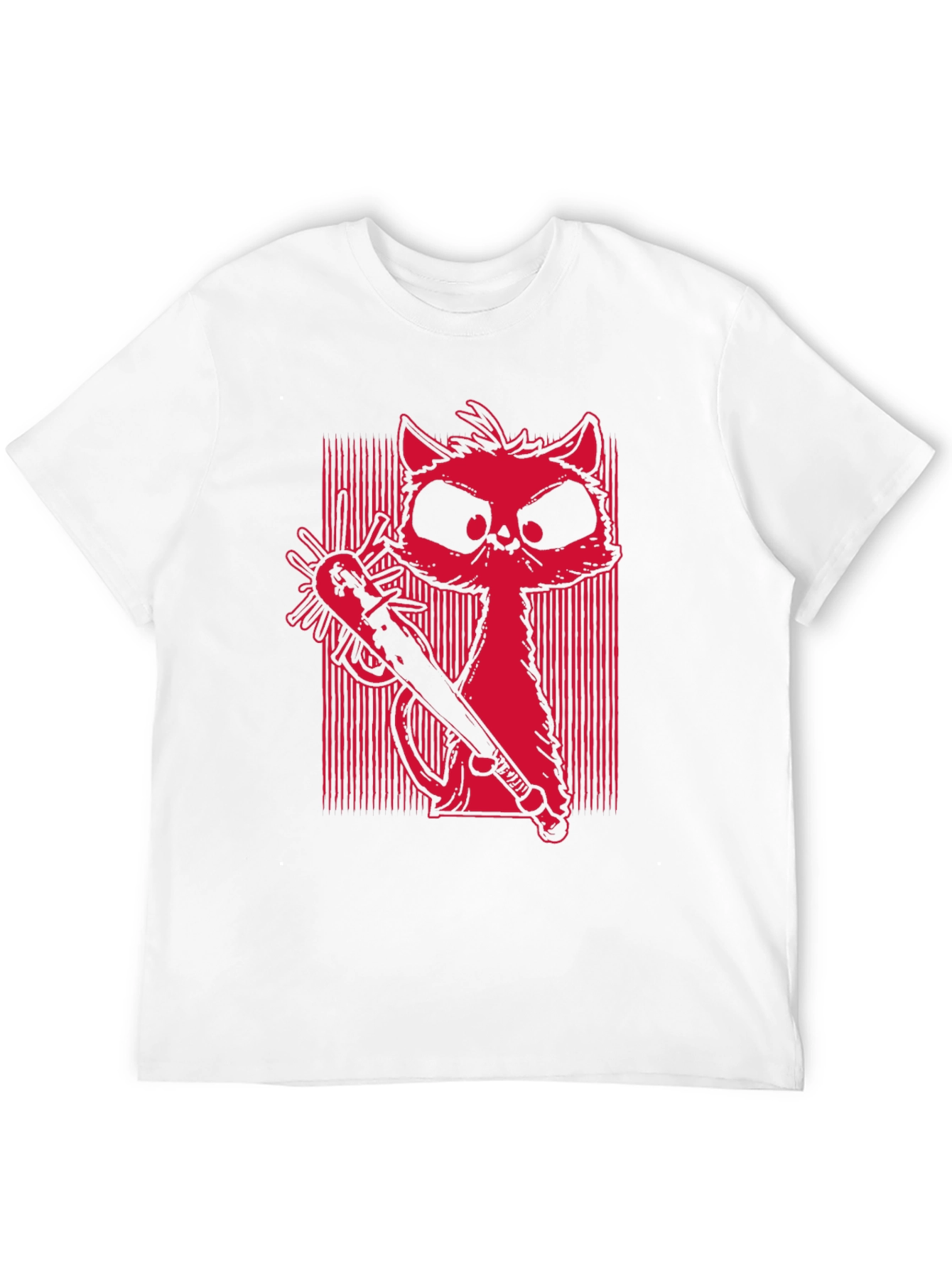Mens Graphic Tee - Cat with Baseball Bat