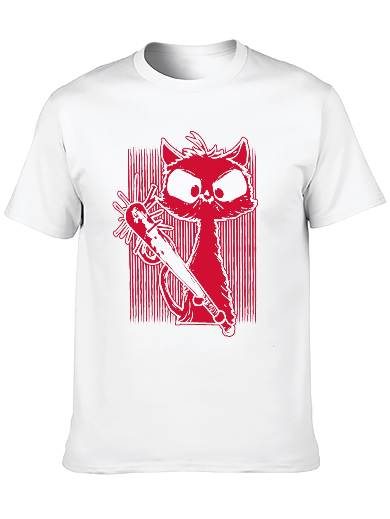 Mens Graphic Tee - Cat with Baseball Bat