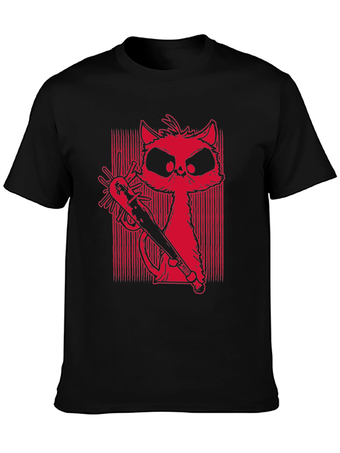 Mens Graphic Tee - Cat with Baseball Bat