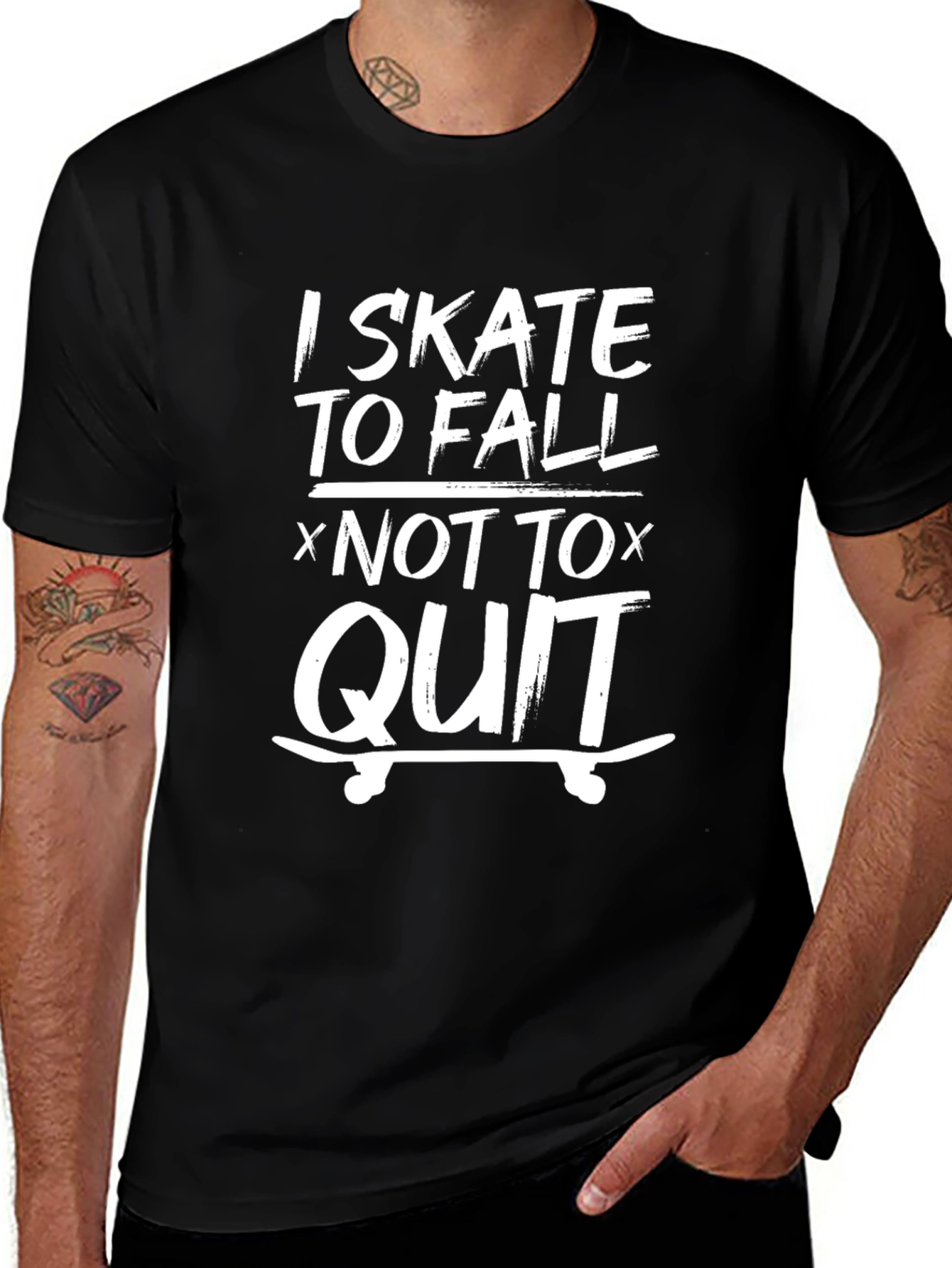 Skate to Fall Graphic Tee - Black Cotton T-Shirt