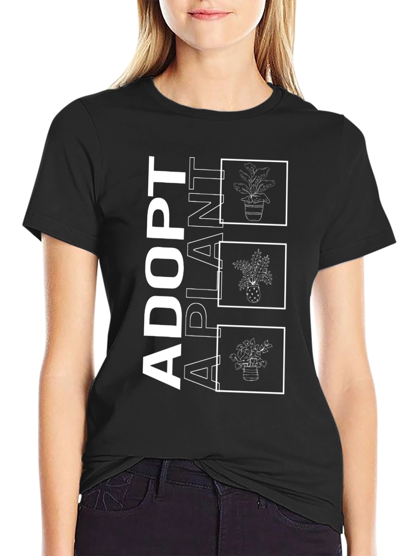Adopt A Plant Graphic Tee - Black Cotton