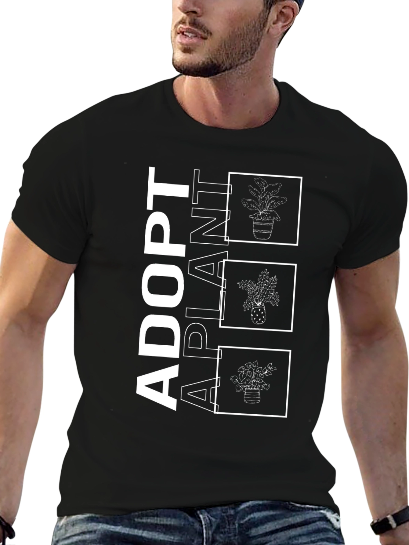 Adopt A Plant Graphic Tee - Black Cotton
