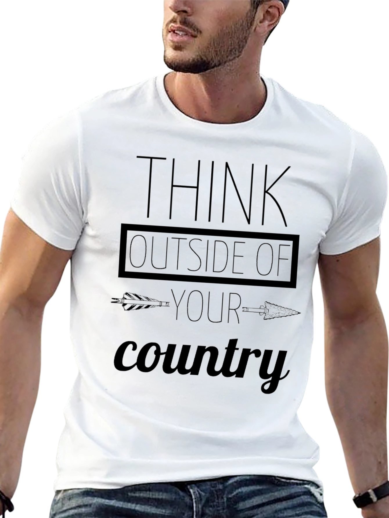 Think Outside of Your Country Black T-Shirt
