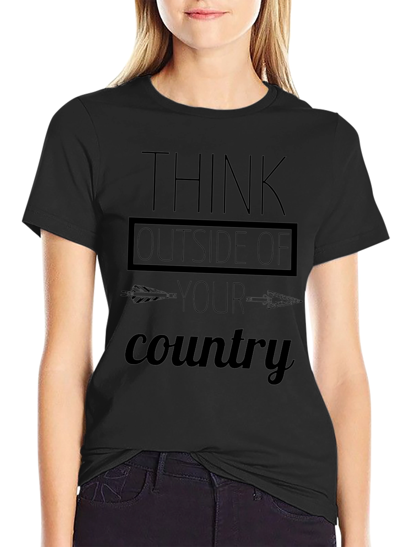 Think Outside of Your Country Black T-Shirt