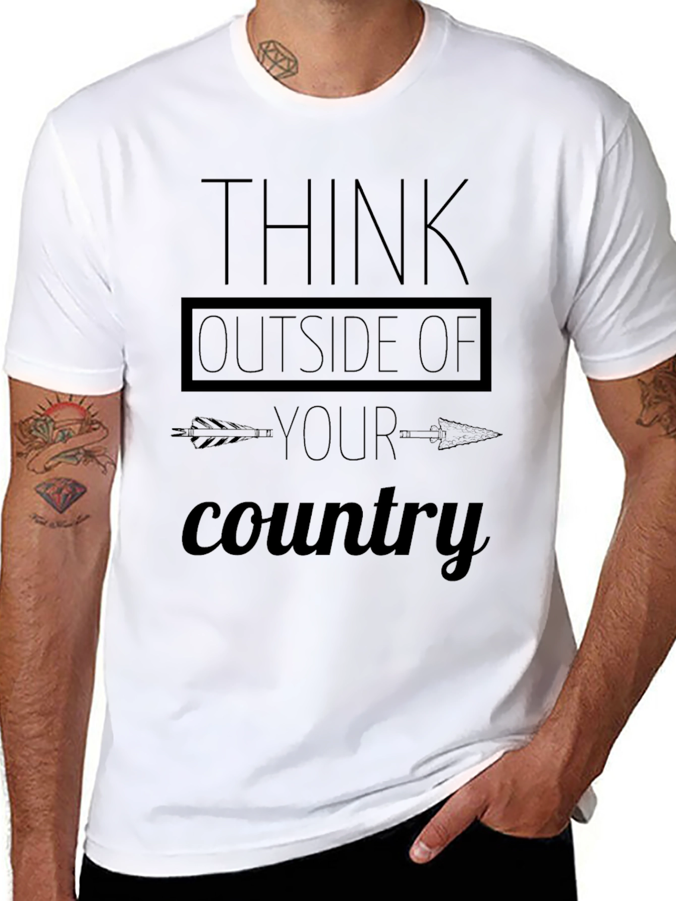 Think Outside of Your Country Black T-Shirt
