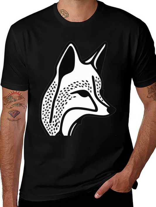 Fox Graphic Tee - Black Cotton Blend Casual Wear