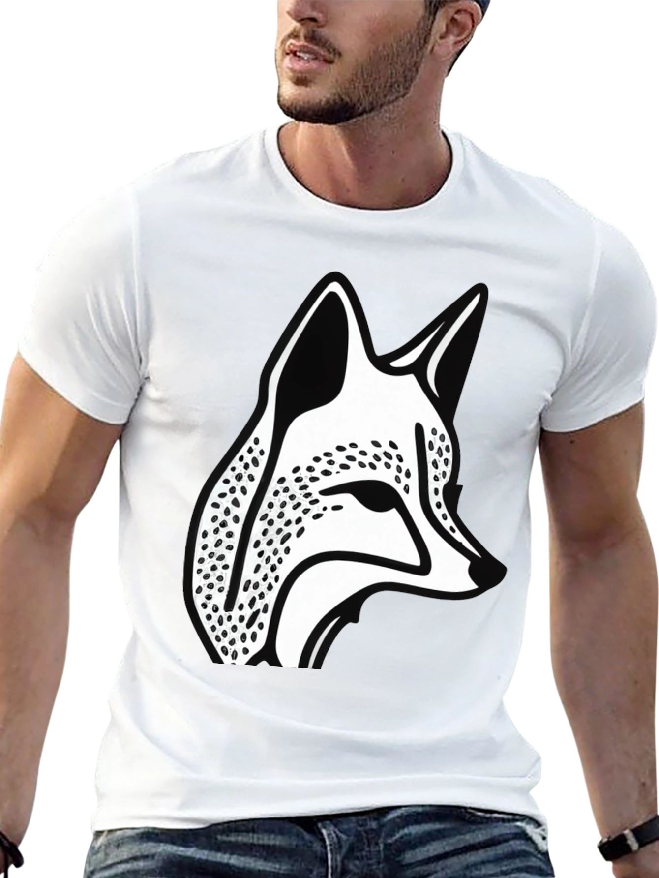 Fox Graphic Tee - Black Cotton Blend Casual Wear